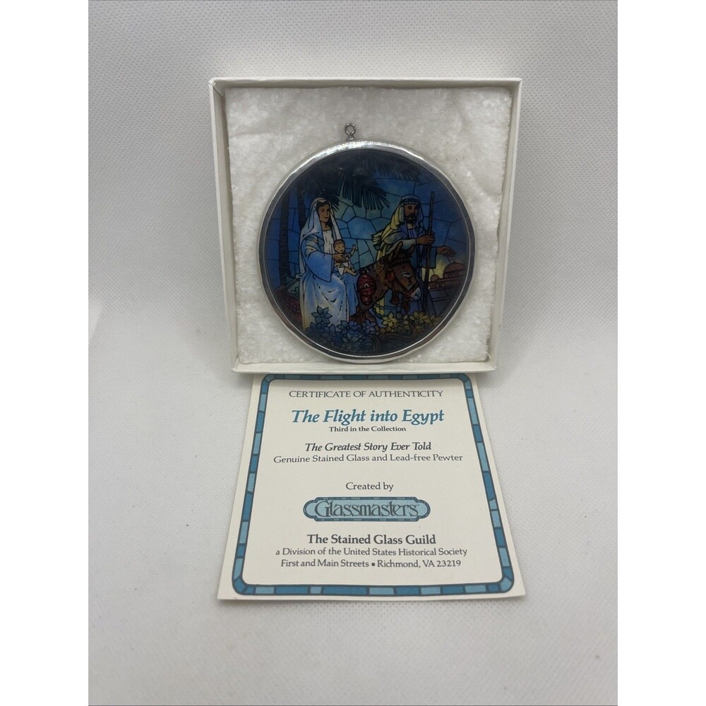 Stained Glass Guild of Glassmasters Suncatcher Ornament -Flight Into Egypt3 .5”D